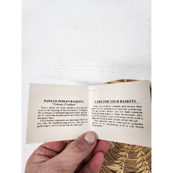 VTG 1971 Tohono O'Odham Papagon Indian Basket Shallow Tray Basket Bowl Handmade - Picture 6 of 10